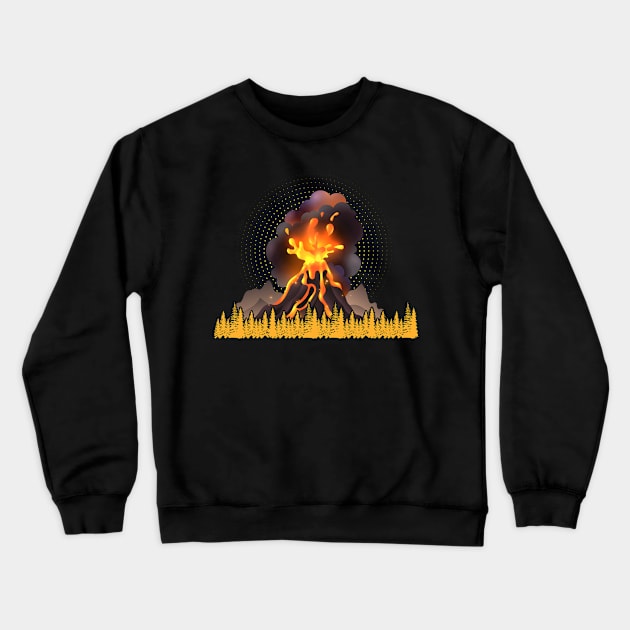 Volcano geology nature illustration motif Crewneck Sweatshirt by Realfashion